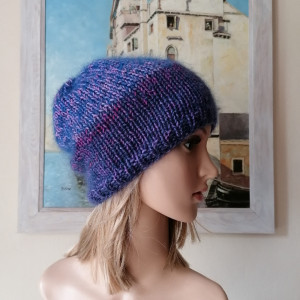Miła, puchata, szlachetna czapka 100% merino, jedwab i moher