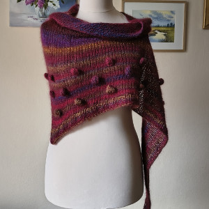 Miła, szlachetna, puchata oryginalna chusta z jedwabiu i 100% wełny