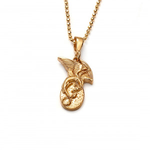 Mini amulet z lecącym smokiem ze złoconego srebra