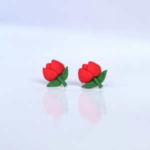 Mini kolczyki tulipany – czerwone kwiaty kolczyki wiosenne