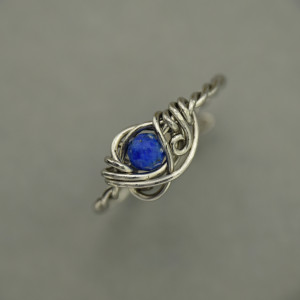 Mini pierścionek lapis lazuli wire wrapping 4