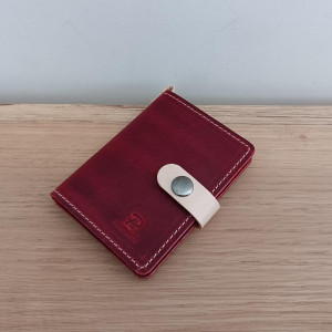 Mini portfel, skórzane etui na karty, czerwień