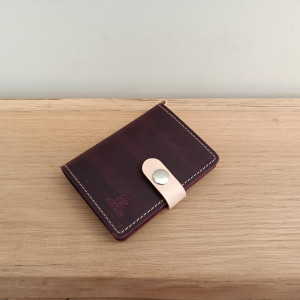 Mini portfel, skórzane etui na karty, fiolet