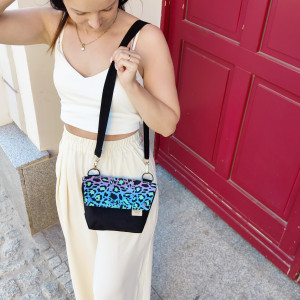 Mini Torebka L E A Neon Leopard Print - mała torebka welur/nubuk