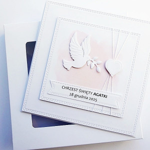 Minimalistyczna kartka na Chrzest z gołębicą