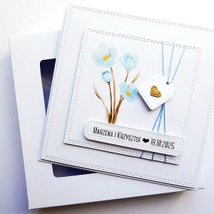 Minimalistyczna kartka ślubna w bieli na ślub