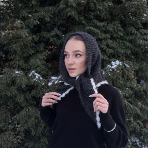 Mira szal chusta z baby alpaki z ozdobną ramką alpaka merino