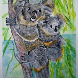 Misie koala, akwarela. Format 24x32 cm