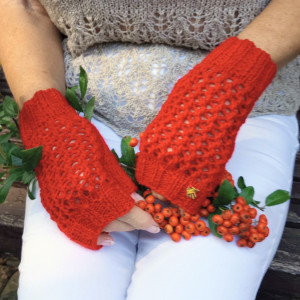 Mitenki damskie ażurowe/Rękawiczki bez paców/ Ręcznie robione mitenki/