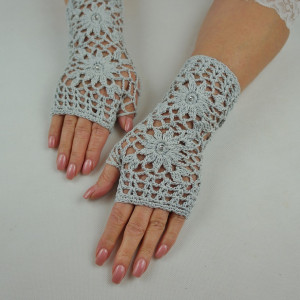 Mitenki handmade popielate