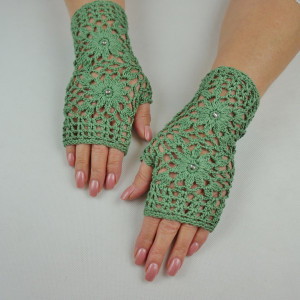 Mitenki handmade zielone