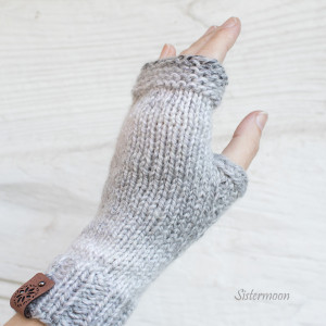 Mitenki szare ombre z wełną