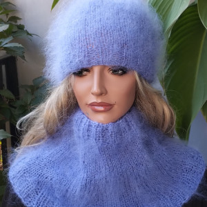 Moherowy komplet w kolorze jasno niebieskim