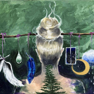 "Moja opowieść" obraz akrylowy na płótnie 70x50cm artystki A. Laube