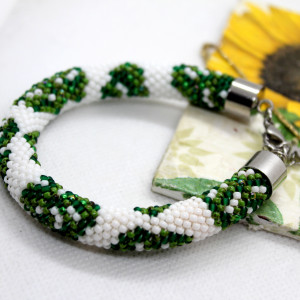 monstera - bransoletka z drobniutkich koralików