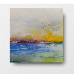 Morze 3-akwarela formatu 15/15 cm.