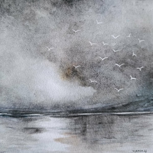 Morze 3-akwarela formatu -20/20 cm