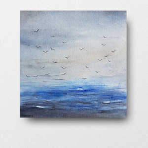 Morze-akwarela 20x20 cm.