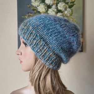 Morze-ciepła, lekka, miła czapka z jedwabiem, wełenką merino, moherem