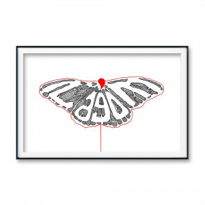 Motyl Ćma - ilustracja tuszem oryginał