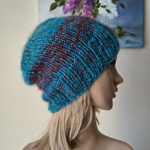 Nad jeziorem - miła, ciepła czapka z merino i jedwabiem