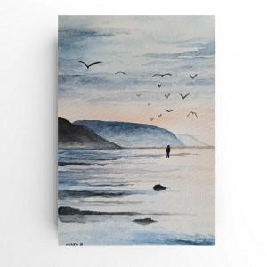 Nad morzem-akwarela formatu-A5