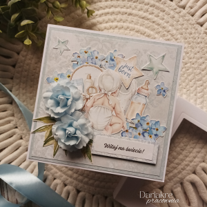 Narodziny dziecka, kartka z okazji narodzin dziecka niebieska, n15