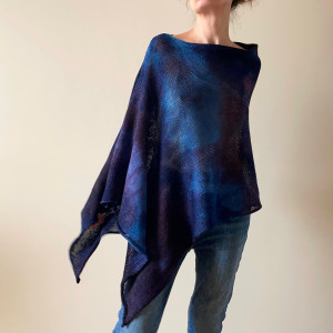 Narzutka bawełniana bakłażan&niebieski