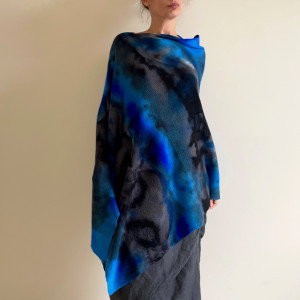 Narzutka blue&grafit z wełny merino