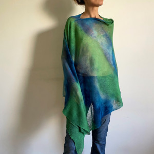 Narzutka lniana blue&green