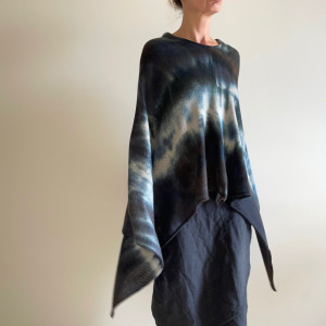 Narzutka z wełny merino grafit&ivory