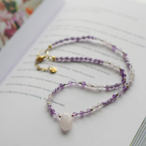 Naszyjnik AMETYST, RÓŻOWY KWARC