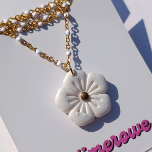 Naszyjnik biały kwiat - AURORA