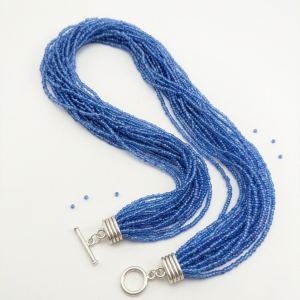 Naszyjnik "Błękitna Kaskada" - Wielorzędowy
