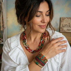 Naszyjnik Boho "Multicolor Fusion" - Ręcznie Pleciony
