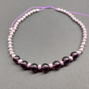 Naszyjnik Fioletowe Szklane Korale