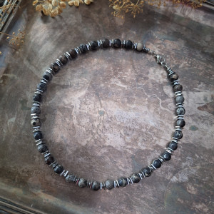 Naszyjnik jaspis cesarski czarny