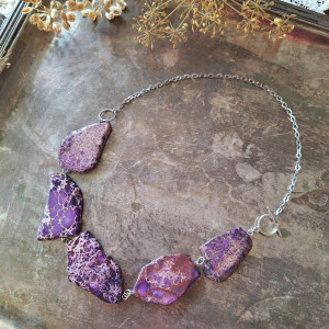 Naszyjnik jaspis lazurowe wybrzeże fioletowy 5