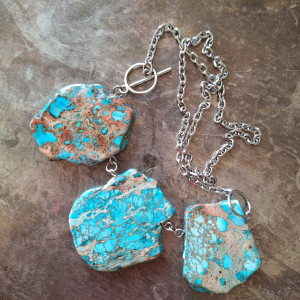 Naszyjnik jaspis lazurowe wybrzeże turkusowy