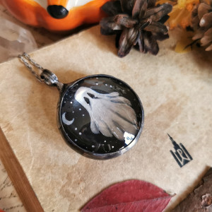 Naszyjnik jesienny z duszkiem ręcznie malowany