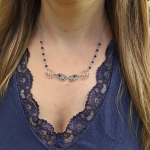 Naszyjnik kryształ górski lapis lazuli  wire wrapping