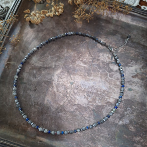 Naszyjnik labradoryt  i lapis lazuli
