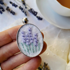 Naszyjnik Lawendowy poranek owalny duży