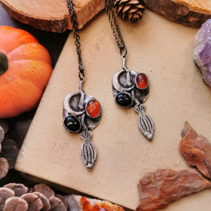 Naszyjnik miotła z onyksem i karneolem