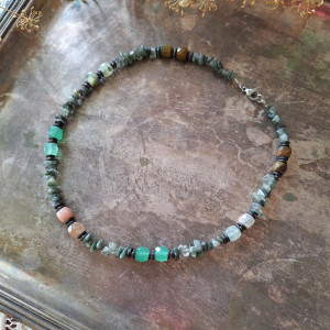 Naszyjnik mix kamieni z kryształem górskim z dodatkiem rutylu