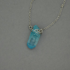Naszyjnik niebieski kryształ górski wire wrapping 4