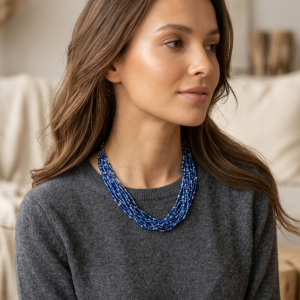 Naszyjnik niebieski ze szkła Szafir Crystal