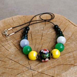 Naszyjnik „Noc i Blask” – Cloisonné, kocie oko, noc Kairu