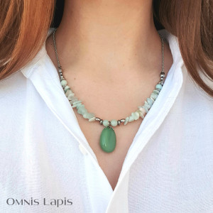 Naszyjnik pastelowy- morganit, awenturyn