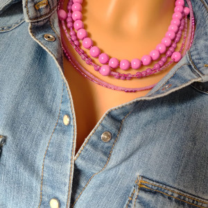 Naszyjnik Różowe Kulki Korale Kaskadowe 25.165